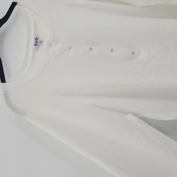 525 America Henley Pullover Knit Top Crewneck Blouson Sleeve Minimalist Size M/L - Picture 6 of 13